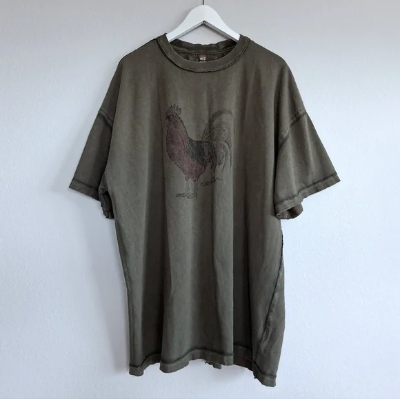 Free People We The Free Farm Friends "Rooster" Oversized Graphic Tee - Picture 3 of 16